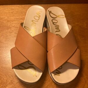 Sam Edelman Korina Espadrilles Leather Slide Sandals Size 8 Brown